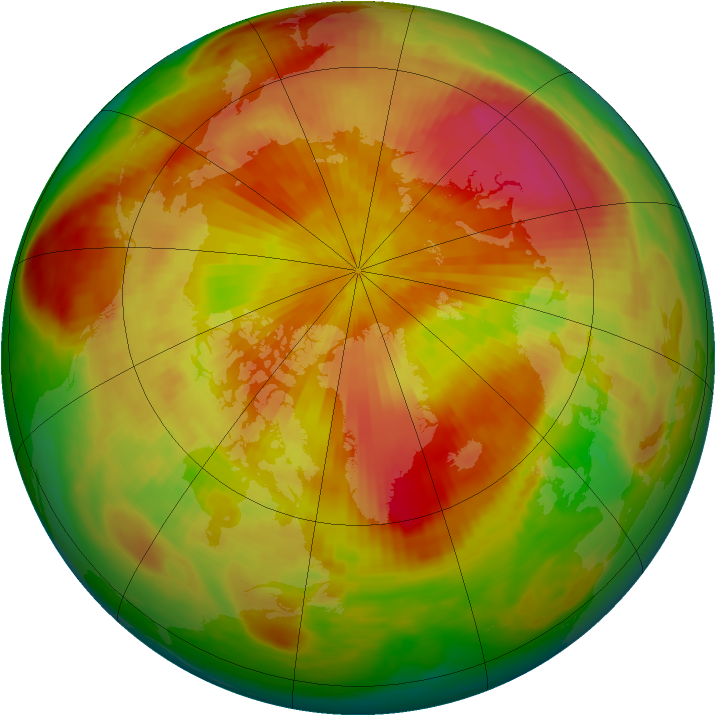 Arctic ozone map for 13 April 1984
